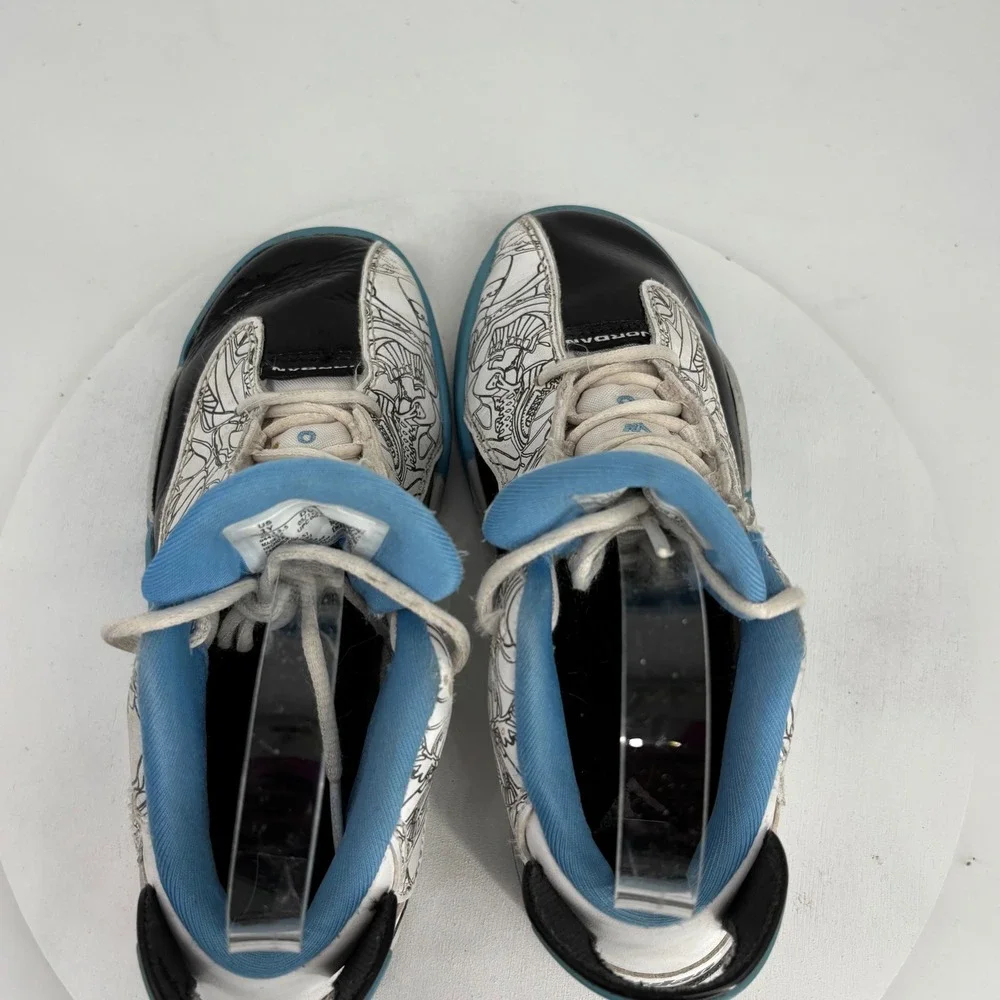 Jordan Dub Zero Kids Sneakers 1Y White Blue Black Laser Etched University Blue
